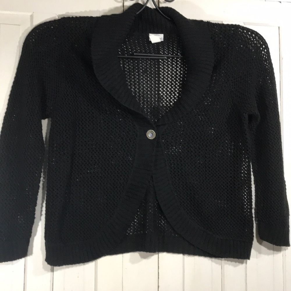 VINTAGE FASHION BUG BLACK CARDIGAN SWEATER 26w
